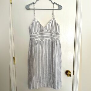 THEORY Melaena B White Striped 100% Linen Dress size 8